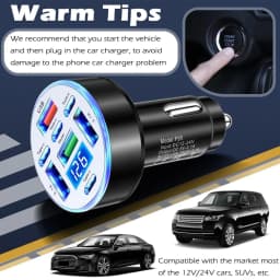 UYUXIO 8 in 1 USB C Car Charger Adapter with Voltage Display QC 4.0 PPS Multi Port Super Fast Charge with Volt Meter for iPhone