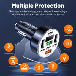 UYUXIO 8 in 1 USB C Car Charger Adapter with Voltage Display QC 4.0 PPS Multi Port Super Fast Charge with Volt Meter for iPhone