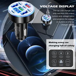 UYUXIO 8 in 1 USB C Car Charger Adapter with Voltage Display QC 4.0 PPS Multi Port Super Fast Charge with Volt Meter for iPhone