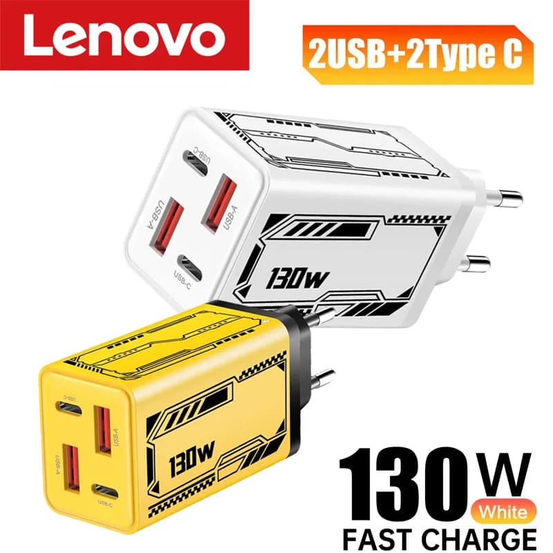 Lenovo 2USB 2Type-C Multi-Port Charger with Mech Pattern 5V 2A 12W Suitable for Apple and Android Phones UK EU US Charger
