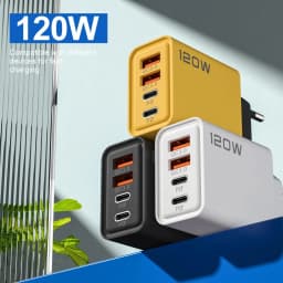 120W 4-Ports USB Type-C Charger Fast Charging Data Cable USB Phone Charger Adapter For Xiaomi IPhone17 16 15 Huawei Wall Charger