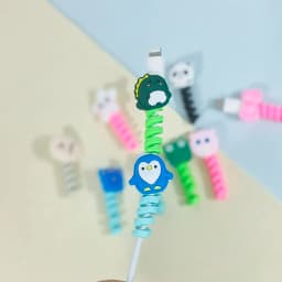 8 PCS Cartoon Silicone Charger Cable Protectors Mobile Phone Charger End Cord Charging Cable Winder