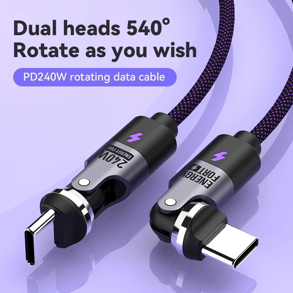 240W PD3.1 Fast Charging Cable 540° Rotation Type C to C 5A Cable for iPhone MacBook Samsung UGREEN/Anker powerbank