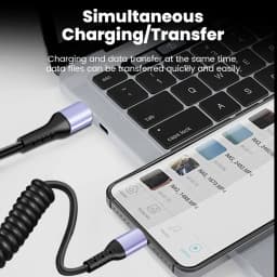20CM To 1M Car Spring Cable 66W Short Fast Charging Wire Type C TO Type C Cable For iPhone 15 Huawei Xiaomi Samsung USB C Cable