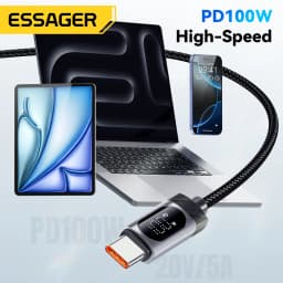 Essager 100W Type C To Type C Cable For iPhone 16 15 Samsung Huawei 5A PD Fast Charging For Macbook iPad Digital Dispaly Cable