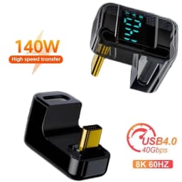 U Shape USB C To USB C Digital Display Adapter 140W Fast Charging Type C Male To C Female Extension Adapter 40Gbps Data Transfer