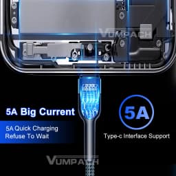 Vumpach USB Type C Cable Fast Charging Data Cord Charger Cable C for iPhone 15 Samsung S21 A51 Xiaomi Mi 10 Redmi Huawei Cable