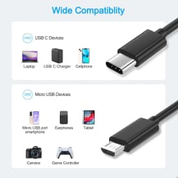 NNBILI USB C to Micro USB Cable For Samsung Redmi LG Moto Xbox-One PS4 ControllerFire TabletsTV Stick USBC Adapter Charging Cord