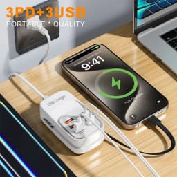 6 in 1 USB Power Strip PD Type C Fast Charging Phone Power Adapter For iPhone Samsung Xiaomi EU/US/UK Plug Wall Charger Socket