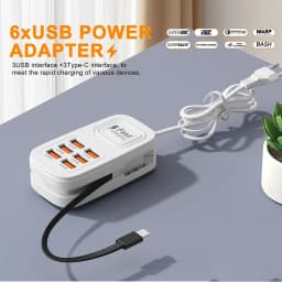 6 in 1 USB Power Strip PD Type C Fast Charging Phone Power Adapter For iPhone Samsung Xiaomi EU/US/UK Plug Wall Charger Socket