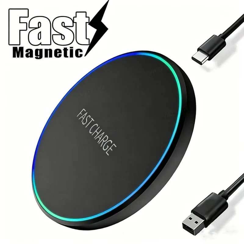 Mini Fast Wireless Charger Station For iPhone 17 16 15 14 13 11 Pro Max Induction LED Light Charging Station For Samsung Xiaomi