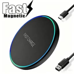 Mini Fast Wireless Charger Station For iPhone 17 16 15 14 13 11 Pro Max Induction LED Light Charging Station For Samsung Xiaomi