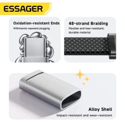 Essager 100W Type C To Type C Cable For iPhone 17 Fast Charging Charger Cord For Macbook Pro Samsung Huawei Ultra-thin Flat Wire