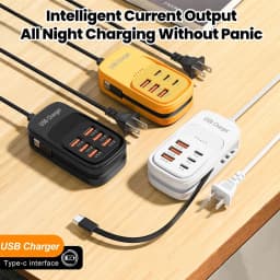 6 in 1 USB Charger PD Type C Fast Charging Wall Chargers Extension Type C Cable Socket EU/UK/US Plug Multi-ports USB Hub Adapter