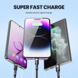 Toocki 6A 3-in-1 USB Type C Charger Wire for iPhone Android Type-C Mobile Phone Data Cord Cables USB Micro Fast Charging Cable