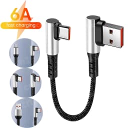 0.25/0.5M Cable 90 Degree Elbow USB A Type C to Type C Fast Charging Cable Power Bank Data Cord For iPhone 15 cavo usb type c
