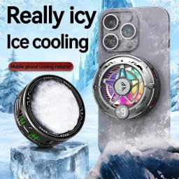 Universal Phone Cooler for Gaming, Magnetic Semiconductor Cooling Fan with Digital Display RGB Lights