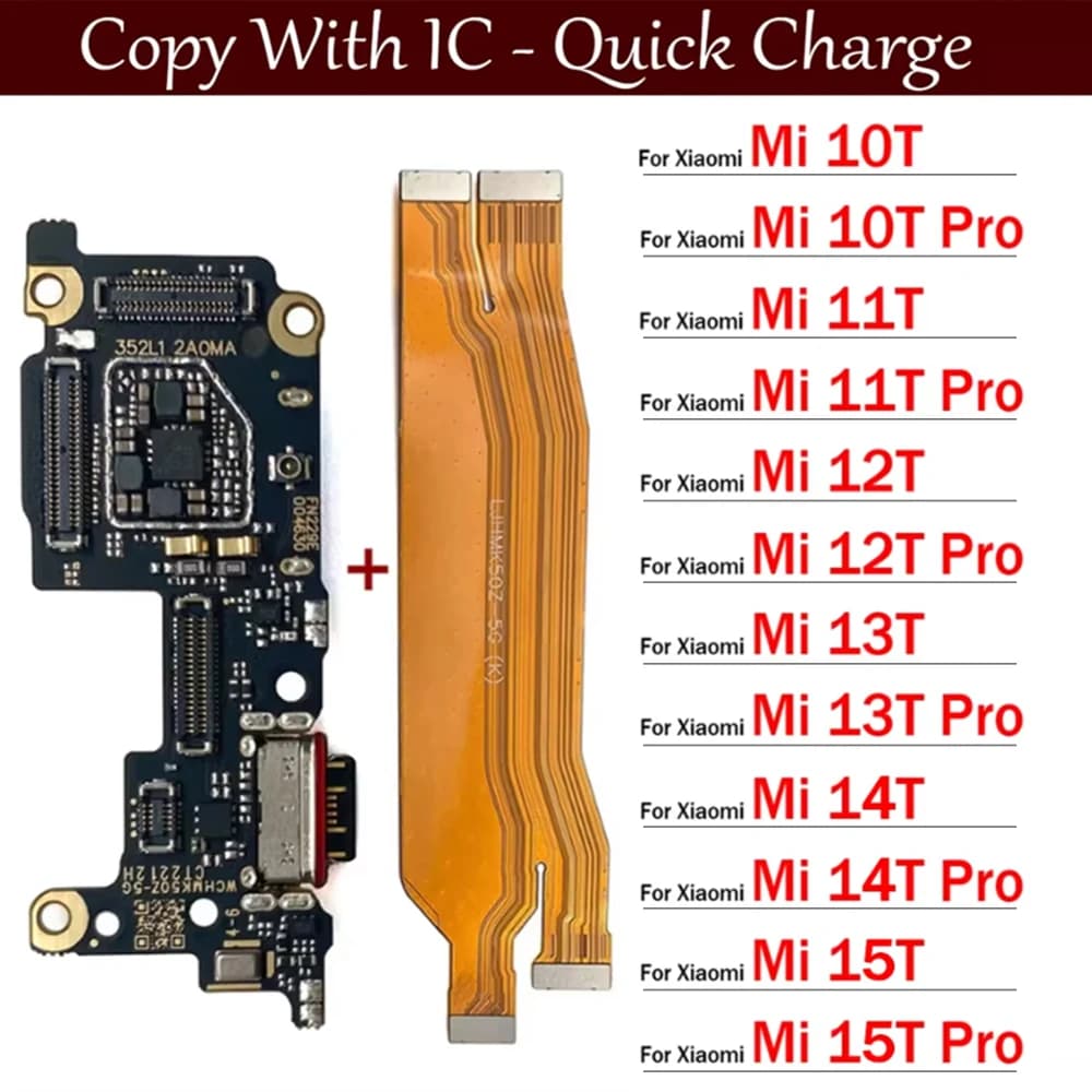 New For Xiaomi Mi 10T 11T 12T 13T 14T 15T Pro USB Charger Dock Connector Charging Board Port Main Board Mainboard Flex Cable