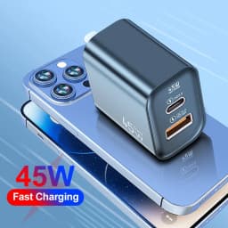 45W GaN Fast Charger Dual Port USB C PD3.0 QC3.0 Quick Charging Block Fireproof PC Wall Adapter For Smart Mobile Phones