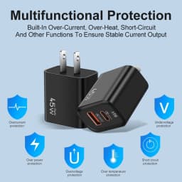 45W GaN Fast Charger Dual Port USB C PD3.0 QC3.0 Quick Charging Block Fireproof PC Wall Adapter For Smart Mobile Phones