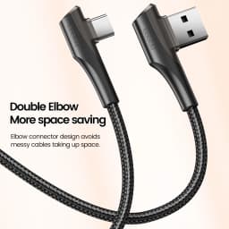 Toocki 3A USB Cable Quick Charge 3.0 Fast Charging Cable Type C 90 Degree Dual Elbow Data Cord For Huawei Xiaomi Samsung Realme