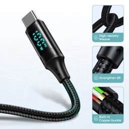 100W Fast Charging Digital Display knit PD USB A C to Type C Data Cable 5A 20V E-Marker Chip for Samsung iPhone 15 Huawei Xiaomi