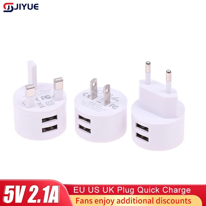 5V 2.1A Dual USB Charger EU US UK Plug Quick Charge Wall Charger Mobile Phone Charging Mini Adapter Travel Charger For Phone