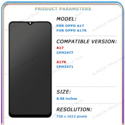 6.56" LCD Screen Display For OPPO A17 A17k Touch Screen Digitizer Assembly With Frame CPH2477 CPH2471 LCD Display Repair Parts