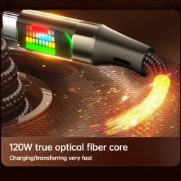 NNBILI 120W Type C Fast Charging Cable 6A USB A to Type C Nylon Data Cord for Huawei Xiaomi Samsung With Led Display USB C Cable