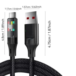 NNBILI 120W Type C Fast Charging Cable 6A USB A to Type C Nylon Data Cord for Huawei Xiaomi Samsung With Led Display USB C Cable
