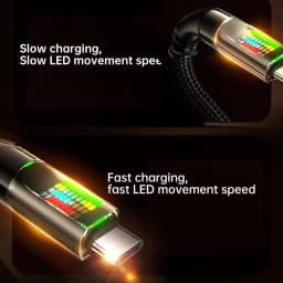 NNBILI 120W Type C Fast Charging Cable 6A USB A to Type C Nylon Data Cord for Huawei Xiaomi Samsung With Led Display USB C Cable