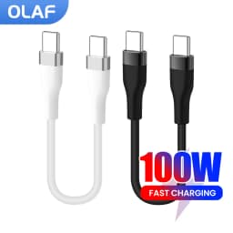 100W 0.25/0.5M Short Cable Silicon Type C to Type C Cable Fast Charging For Power Bank Wire USB C Cable For iPhone 16 15 Sumsung