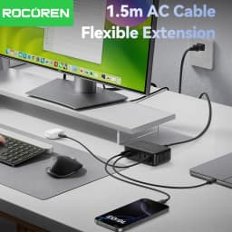 Rocoren USB Charger 100W GaN Charger 6-ports Desktop Fast Charging Type C Charger Portable Power Station For iPhone Xiaomi POCO