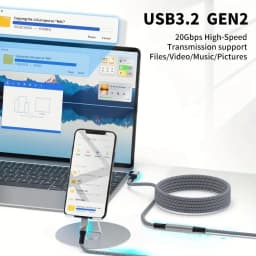 BCVS 90° USB3.2 USB‑C Male to Female Extension Cable 240W 20Gbps Fast Charging for IPhone15 Pro Max MacBook Thunderbolt