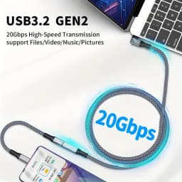 BCVS 90° USB3.2 USB‑C Male to Female Extension Cable 240W 20Gbps Fast Charging for IPhone15 Pro Max MacBook Thunderbolt