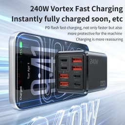 KEBIDUMEI 240W GaN 8-Port Fast Charger Multi-Port USB C Type C PD QC3.0 Charger for MacBook Laptop Phone 17/16/15 Pro