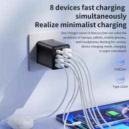 KEBIDUMEI 240W GaN 8-Port Fast Charger Multi-Port USB C Type C PD QC3.0 Charger for MacBook Laptop Phone 17/16/15 Pro