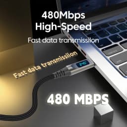Digital Display USB C to USB C Cable 5A Type C to Type C Nylon Braided Data Cord PD Fast Charging for iPhone15 16 Samsung Xiaomi