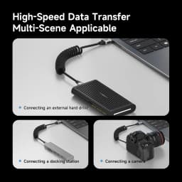 Hagibis Coiled USB 3.2 Gen2 to USB C Cable USB A to Type C Data Cord 10Gbps for Carplay Motorcycle iPhone 17/16/15 Pro Max Car