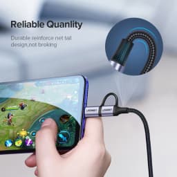 UGREEN 2-in-1 Type-C Cable USB-C & Micro USB Fast Charging Cable Data Cord for Samsung iPhone 17 Xiaomi iPad Fans Kindle
