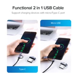 UGREEN 2-in-1 Type-C Cable USB-C & Micro USB Fast Charging Cable Data Cord for Samsung iPhone 17 Xiaomi iPad Fans Kindle