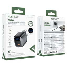 ACEFAST GaN PD30W EU Phone Fast Charging Charger For iPhone 16/15 Pro Max USB C Wall LED Digital Display Adapter For Samsung S25