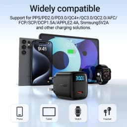 ACEFAST GaN PD30W EU Phone Fast Charging Charger For iPhone 16/15 Pro Max USB C Wall LED Digital Display Adapter For Samsung S25