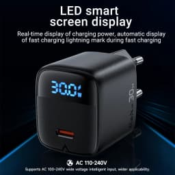 ACEFAST GaN PD30W EU Phone Fast Charging Charger For iPhone 16/15 Pro Max USB C Wall LED Digital Display Adapter For Samsung S25