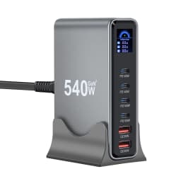New 540W GaN Charger with Display Desktop 140W USB-C 6-Port Fast Charging Station Suitable for Phones Tablets Electronic Devices