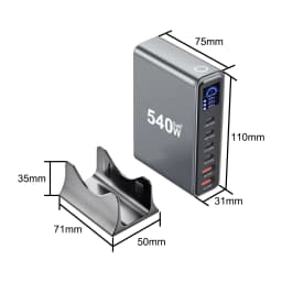New 540W GaN Charger with Display Desktop 140W USB-C 6-Port Fast Charging Station Suitable for Phones Tablets Electronic Devices
