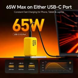 AOHI THE YOUTH 65W GaN Charger Type C PD Charger 3-Port USB Charger with QC4.0 Portable Fast Charger For iPhone /Laptop /Tablet