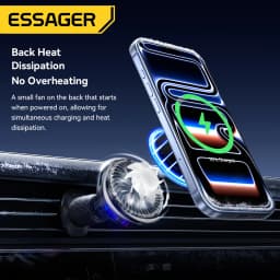 Essager QI 2.2 Magnetic Wireless Car Charger 25W Fast Charging Station for iPhone 17 16 Pro MacSafe RGB Car Phone Holder Stand