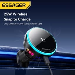 Essager QI 2.2 Magnetic Wireless Car Charger 25W Fast Charging Station for iPhone 17 16 Pro MacSafe RGB Car Phone Holder Stand
