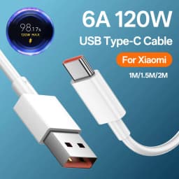 For Xiaomi USB Type C Cable 6A 120W 67W Charger Cable for Xiaomi 15T 15 14 13 12 11 Lite Ultra Redmi Note 14 13 Pro Plus POCO X7